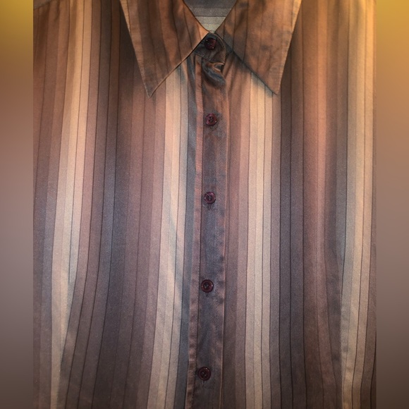 CW Silk Blue Striped Blouse 14 16 - Picture 2 of 6